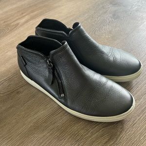 Leather Ecco booties with side zipper.
